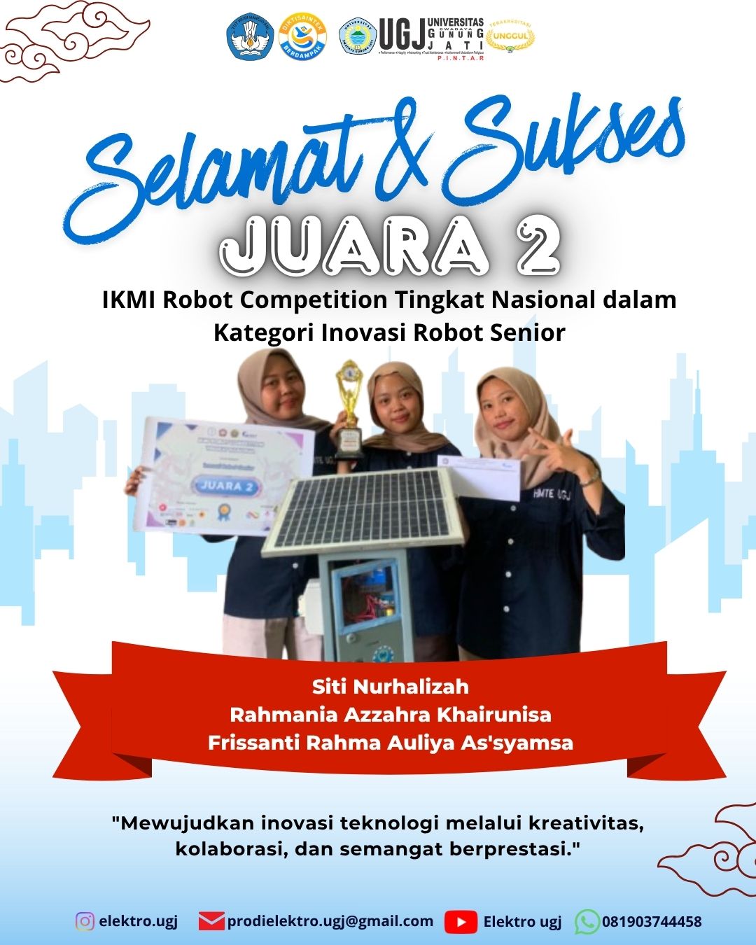 JUARA 2 LOMBA INNOVASI ROBOT SENIOR di IKMI ROBOT COMPETITION TINGKAT NASIONAL
