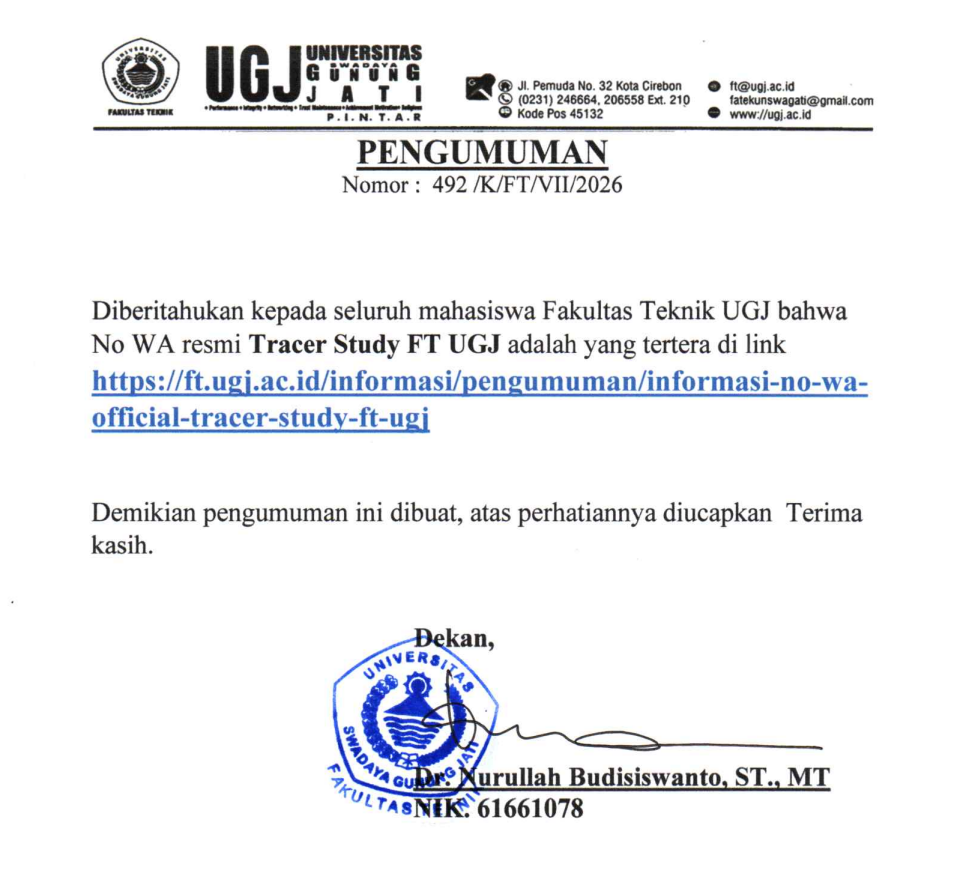 Informasi No WA Official Tracer Study FT UGJ