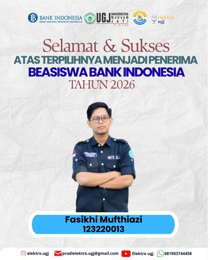 Mahasiswa Teknik Elektro Terpilih Sebagai Penerima Beasiswa Bank Indonesia Tahun 2026