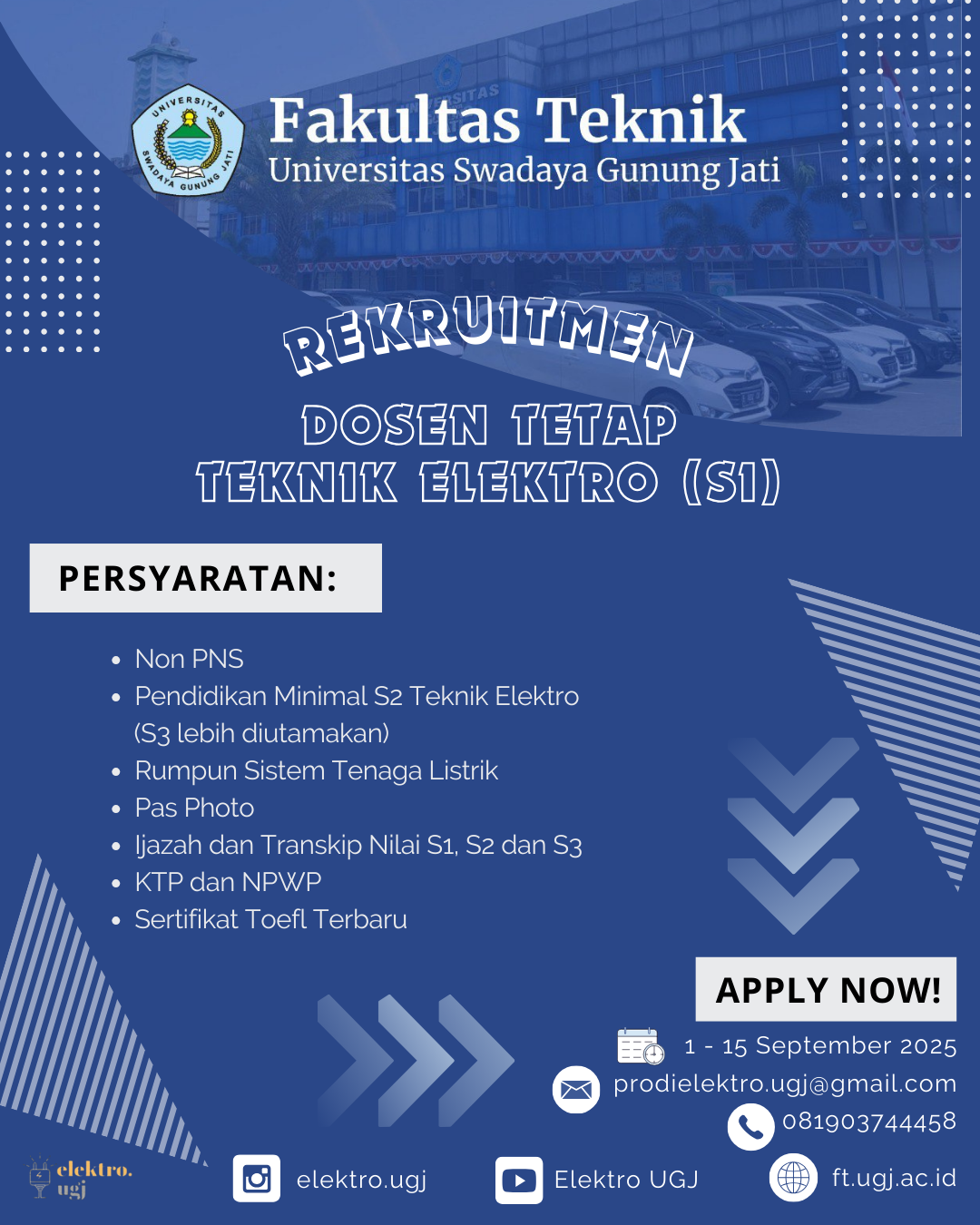 Rekruitmen Dosen Tetap Prodi Teknik Elektro Fakultas Teknik Universitas Swadaya Gunung Jati Cirebon